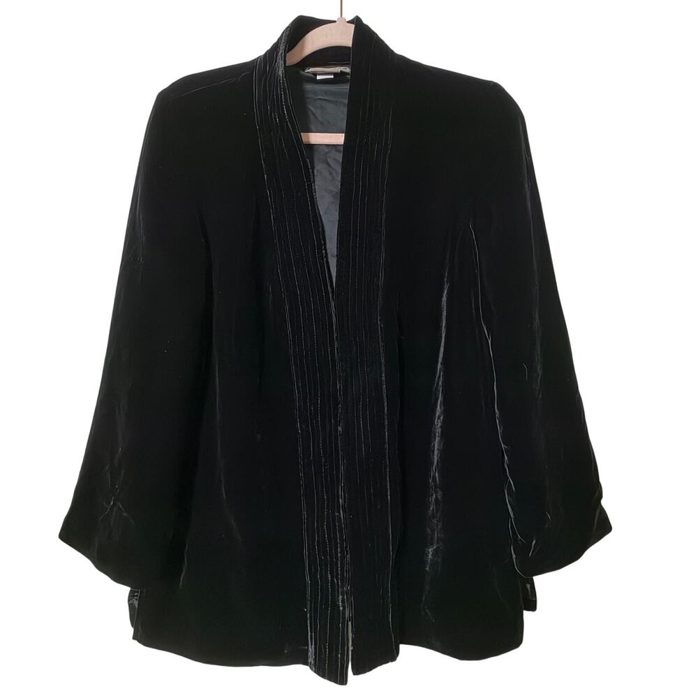 Md Isabella Bird Black Velvet Blazer Jacket Silk Blend Shawl Collar Quiet Luxury